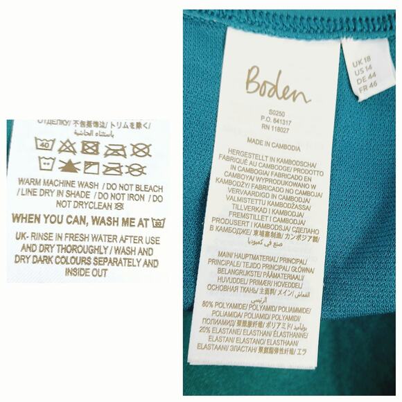 Boden Women's SZ 14 Ruffle Halterneck One Piece Swimsuit Green - Picture 6 of 6